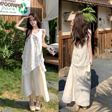 批发实拍现 2026新款<b class='q'>孕妇装</b> 夏装 拼接无袖背心连衣裙