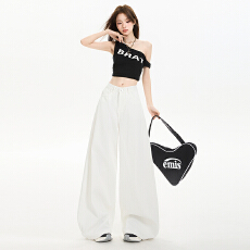 批发《高品质》白色深蓝阔腿<b class='q'>牛仔裤</b>女2026春季高腰宽松垂感阔腿裤177