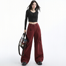 批发《高品质》阔腿<b class='q'>牛仔裤</b>女2026春季高腰宽松垂感<b class='q'>休闲</b>工装阔腿裤628