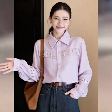 批发实拍 法式气质百搭长袖薄款<b class='q'>衬衫</b>女2026春宽松显白显瘦上衣