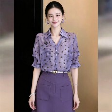 批发实拍 法式复古时尚气质透气轻薄<b class='q'>短袖</b><b class='q'>衬衫</b>2026夏新款通勤百搭上衣