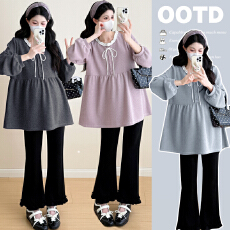 批发实拍大货高品质孕妇甜美宽松<b class='q'>娃娃衫</b><b class='q'>韩版</b>花边领加厚孕妇上衣