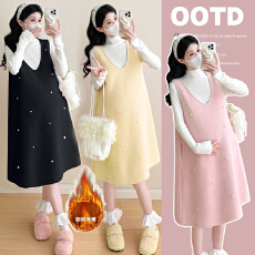 批发实拍冬季加绒加厚减龄孕妇两件套套装