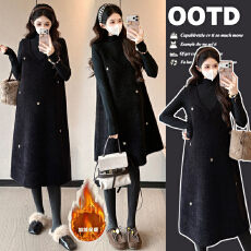 实拍高品质小香风加绒加厚两件套孕妇套装