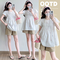 批发实拍新款大货<b class='q'>夏</b>季娃娃衫孕妇上衣