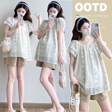 批发实拍新款<b class='q'>夏</b>季宽松娃娃衫孕妇上衣