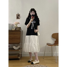 批发实拍大码女装2026夏季新款韩版休闲宽松慵懒减龄拼接假两件连衣裙