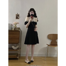 批发实拍大码女装2026夏季新款法式气质胖MM遮肉显瘦蕾丝拼接连衣裙女