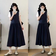 批发大码套装女2026年夏季韩版圆领休闲<b class='q'>背心</b>裙胖MM<b class='q'>白色</b>短袖T恤两件套