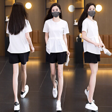 批发夏季大码女装韩版T恤时尚胖妹妹宽松遮肚减龄不对称百搭短袖上衣