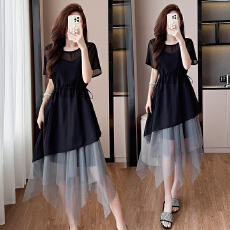 批发实拍新款女装连衣裙<b class='q'>两件套</b>2026夏季大码宽松显瘦时尚胖MM遮肉裙子