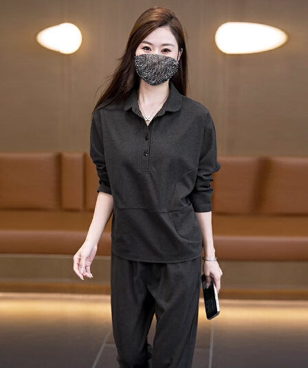 2026 가을 새로운 패션 세트 빅 사이즈 여성 의류 슬림해 보이는 착용 가져 가라. 루즈핏 슬림해 보이는 맨위 와이드 레그 팬츠 투피스 세트