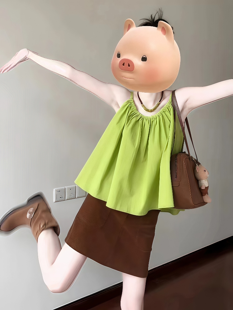 温柔纯欲甜美减龄宽松吊带上衣女装夏季百搭时尚洋气半身裙两件套