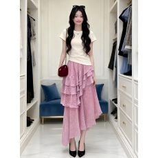 巨好看的夏季一整套韩系甜美正肩短袖上衣女碎花不规则半身裙套装