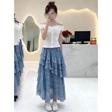 批发夏季高级感chic别致韩系独特绝美巨好看上衣不规则裙子两件套装女