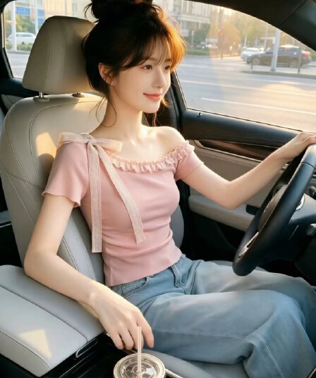 한 부서 부드러운 핑크색 몸매 가꾸기 비스듬한 어깨 나비 매듭 반팔 티셔츠 여성 2026 새로운 여름 고유 한 아름다운 맨위
