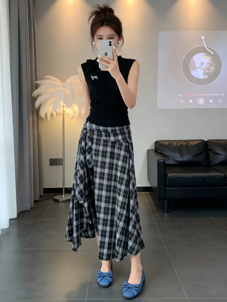 여름 여성 의류 연령 감소 전체 집합 ootd 착용 잡아라. 의류 반신 스커트 고급 센스 고유 한 아름다운 아름다운 작은 세트