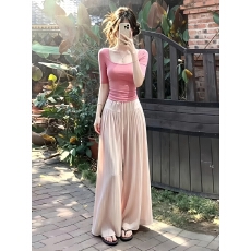 批发松弛感穿搭套装女夏季宽松百搭设计感木耳边上衣阔腿裤两件套女潮