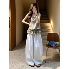 批发韩系巨好看ootd穿搭一整套2026夏季新款波点上衣阔腿<b class='q'>裤</b><b class='q'>两件套装</b>潮
