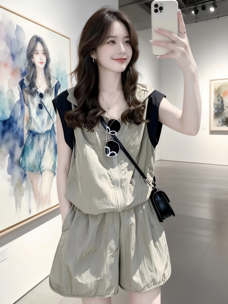 夏装搭配一整套时尚套装女新款时尚洋气减龄短袖短裤两件套装  服裝批發女裝批發服飾貨源