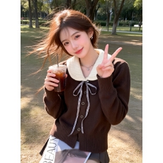 批发蝴蝶结针织衫外套<b class='q'>女</b>2026秋冬新款甜美减龄宽松毛衣<b class='q'>开衫</b>上衣外穿<b class='q'>女</b>