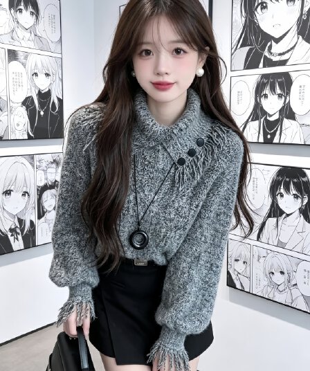 고유 한 아름다운 우아함 바람 터틀넥 술 니트 스웨터 여자 2026 새로운 가을 프랑스식 사소한 루즈핏 맨위