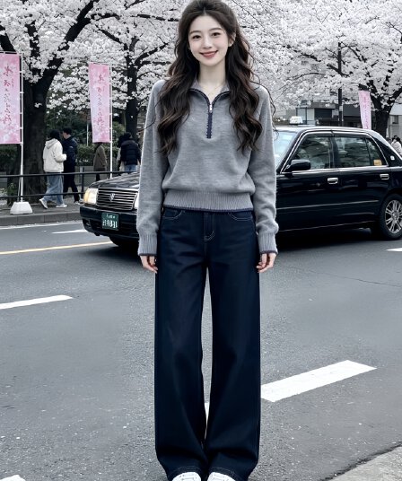 2026 슈퍼 화재 착용 가져 가라. 전체 집합 가을 겨울 품격 한 부서 자이언트 잘 생긴 니트 스웨터 맨위 청바지 투피스 슈트