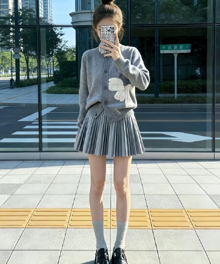 느긋한 바람 착용 가져 가라. 전체 집합 가을 겨울 새로운 작은 키 외국 가스 니트 오픈 가디건 여성 플리츠 미니 스커트 투피스 세트 트렌디