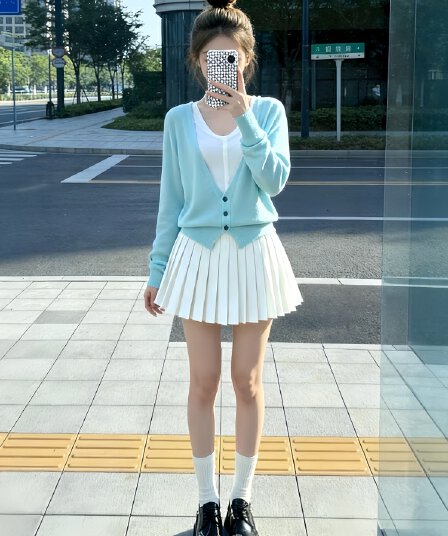 2026 새로운 코디 전체 집합 고급 센스 부유 한 가족 천 골드 miu 부서 고유 한 슈퍼 잘 생긴 스웨터 미니 스커트 세트