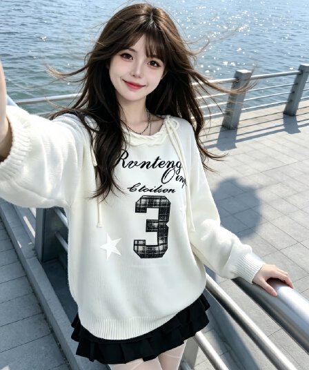 느긋한 바람 비스듬한 어깨 니트 스웨터 스웨터 여자 2026 가을 겨울 새로운 루즈핏 표지 고기 슬림해 보이는 고급 센스 맨위 외출용