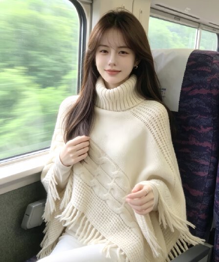 불규칙 술 숄 망토 여성 외부 가져 가라. 가을 겨울 분위기 센스 느긋한 바람 루즈핏 다용도 터틀넥 스웨터 맨위