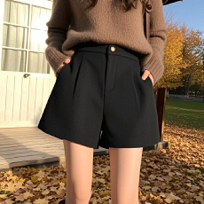 批发实拍2025秋冬新款毛呢高腰显瘦休闲阔腿裤