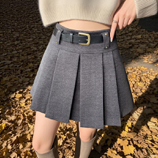 批发实拍<b class='q'>高腰</b>呢子百褶裙半身裙裤女a字<b class='q'>短裙</b>显瘦2025新款百搭毛呢裤裙