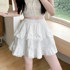 批发实拍白色<b class='q'>蕾丝</b>蛋糕短裙女夏季法式高腰显瘦花边a字芭蕾蓬蓬<b class='q'>半身裙</b>