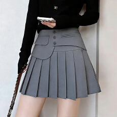 批发实拍西装半身裙<b class='q'>女</b>2026新款灰色百褶裙小个子高腰显瘦a字jk短裙子