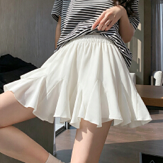 批发实拍网红款白色a字蓬蓬裙半身裙女减龄高腰显瘦设计感不规则短裙