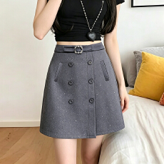 批发实拍亮闪<b class='q'>西装</b>半身裙女高腰显瘦a字裙2026春夏大码设计感黑色中裙