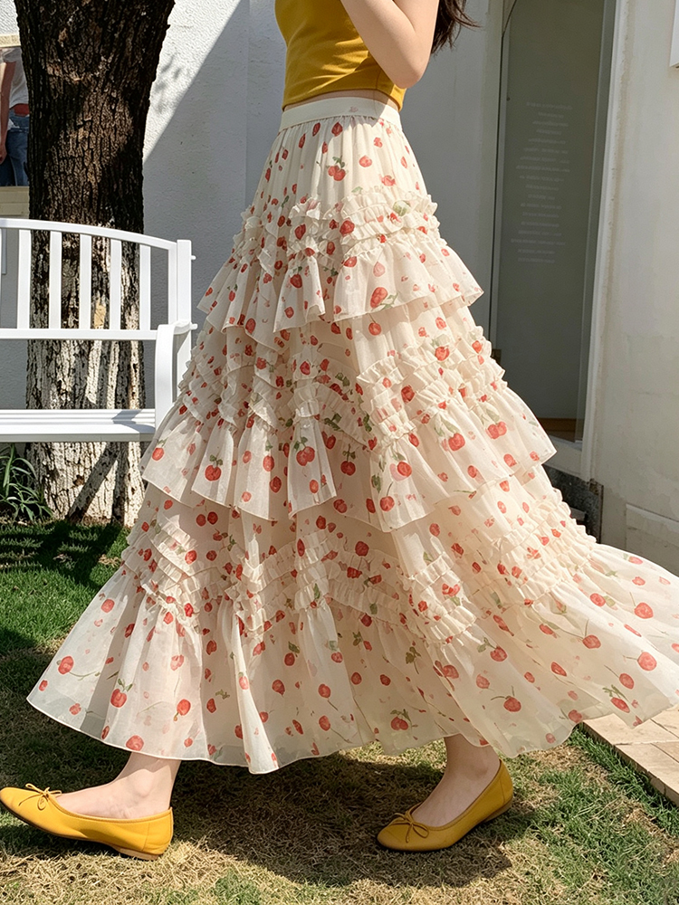 실사 2026 새로운 인기 치마 아이들 디자인 센스 보라색 케이크 드레스 큰 진자 요정 치마 하프 길이 반신 스커트