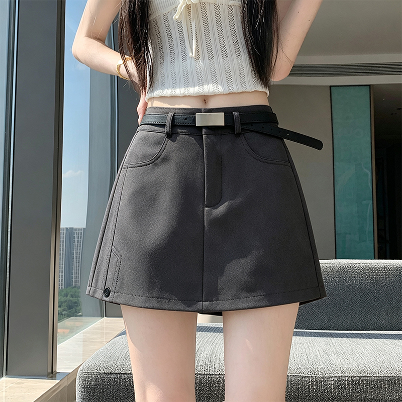 실사 한 부서 정장 짧은 치마바지 한 마디 타이트 스커트 짧은 치마 2026 새로운 이전 치마 이후 바지 디자인 캐주얼 반바지