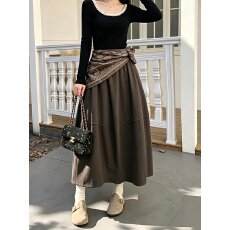 批发ship 深灰色半身裙女秋冬2026新款a字伞裙中长款蓬蓬泡泡花苞<b class='q'>裙子</b>