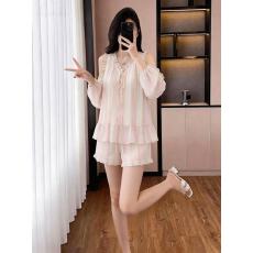 实拍大码女装夏季新款时尚气质显瘦欧货轻奢印花上衣+短裤两件套