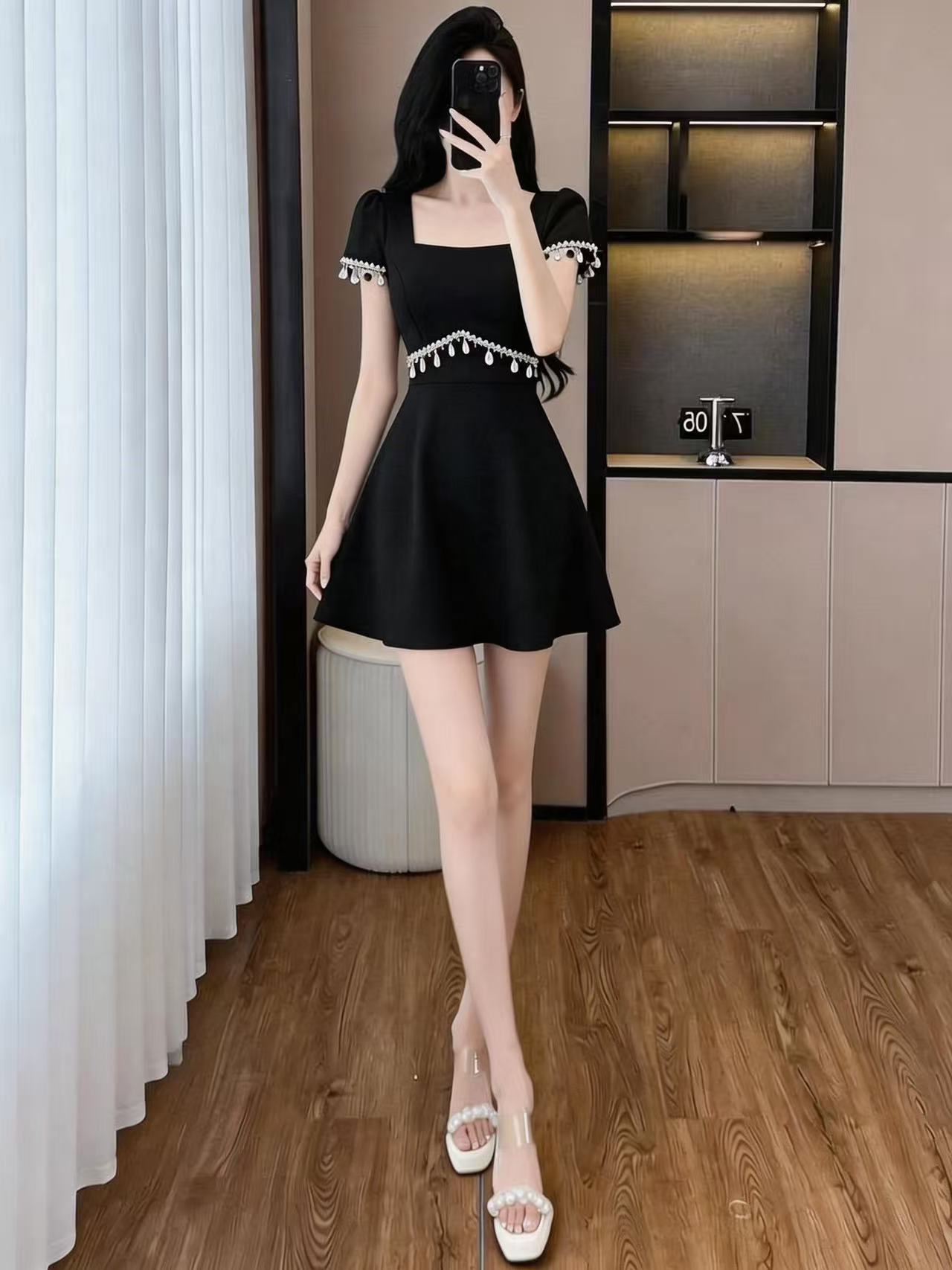 RY3114# 实拍大码女装夏季新款贝壳流苏时尚轻奢气质修身显瘦两件套套装