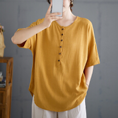 批发<b class='q'>实拍</b>2026复古文艺休闲麻料衬衫女夏季新款<b class='q'>大码</b>宽松百搭中长款上衣