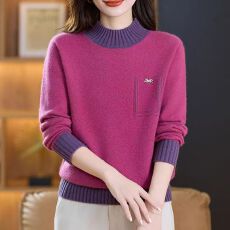 批发冬季羊毛绒毛衣女新款<b class='q'>妈妈</b>装保暖加厚大码半高领针织打底衫