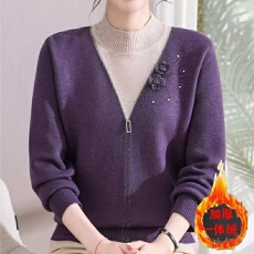 批发秋冬加绒毛衣大码加厚打底衫<b class='q'>中老年女装</b>时尚内搭上衣服一体绒