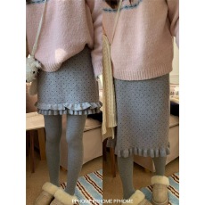 批发波点针织裙 巨搭配半身裙花边a字裙冬季<b class='q'>包臀</b>短裙中裙