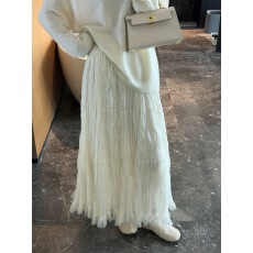 批发气质简约松紧腰褶皱半身裙女2026<b class='q'>春</b>季新款修身显瘦温柔小个子长裙