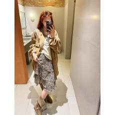 批发新款松弛感<b class='q'>不规则</b>垂感豹纹短裙拉链<b class='q'>半身裙</b>中裙