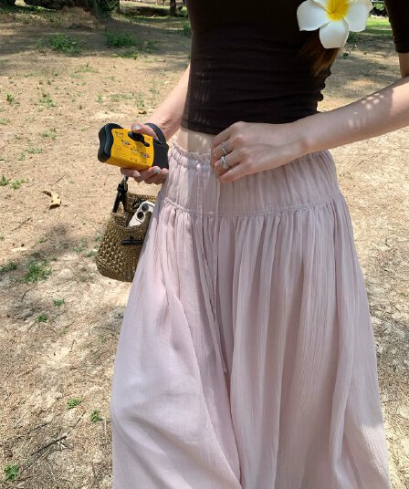 im ~까지 구름 바지 느긋한 도루 가을 센스 치마바지 여성 Xiamu 귀 핀치 Pleat 캐주얼 바지 루즈핏 슬림해 보이는 와이드 레그 팬츠