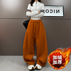 批发2026年春季新款加绒简约韩版侧边大口袋阔腿休闲裤